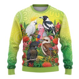 Australian Native Birds Ugly Christmas Sweater Art Dot Painting Pattern