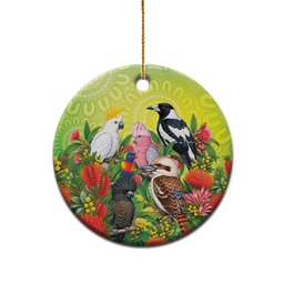Australian Native Birds Ceramic Ornament Art Dot Painting Pattern