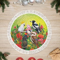 Australian Native Birds Tree Skirt Art Dot Painting Pattern