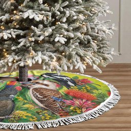 Australian Native Birds Tree Skirt Art Dot Painting Pattern