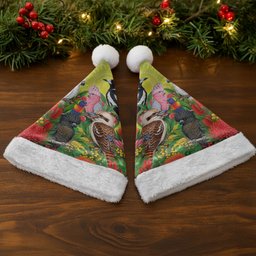 Australian Native Birds Christmas Santa Hat Art Dot Painting Pattern
