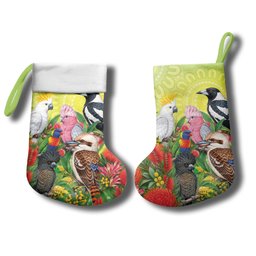 Australian Native Birds Christmas Stocking Art Dot Painting Pattern
