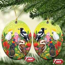 Australian Native Birds Ceramic Ornament Art Dot Painting Pattern