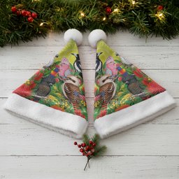 Australian Native Birds Christmas Santa Hat Art Dot Painting Pattern