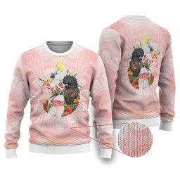 Australian Cockatoos Ugly Christmas Sweater Flora Aboriginal Dot Art Pattern