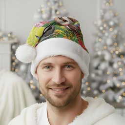 Australian Native Birds Christmas Santa Hat Art Dot Painting Pattern
