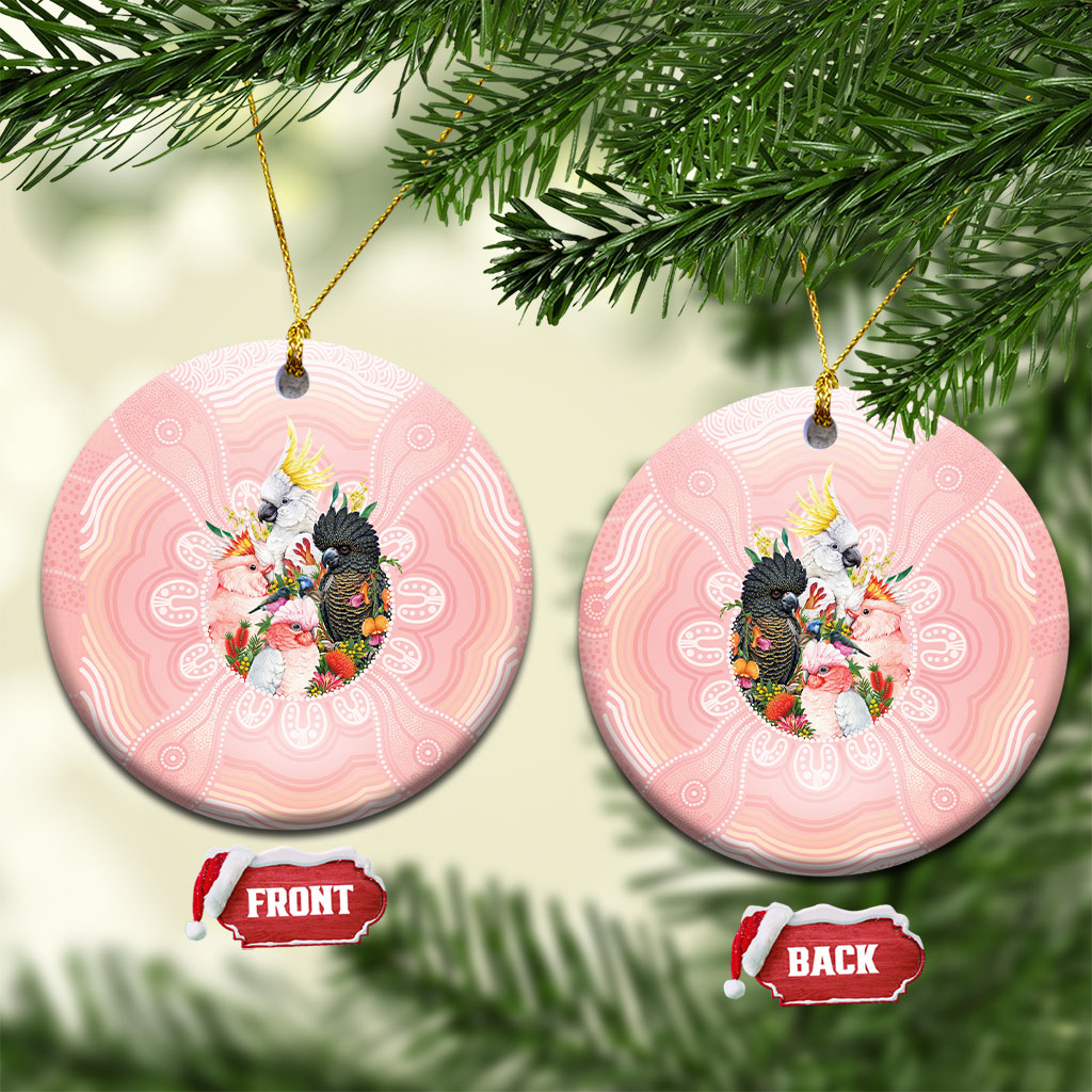 Australian Cockatoos Ceramic Ornament Flora Aboriginal Dot Art Pattern