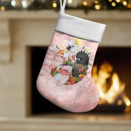Australian Cockatoos Christmas Stocking Flora Aboriginal Dot Art Pattern