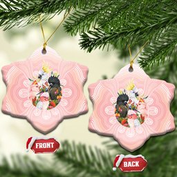 Australian Cockatoos Ceramic Ornament Flora Aboriginal Dot Art Pattern