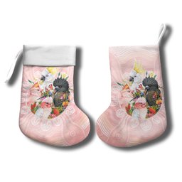Australian Cockatoos Christmas Stocking Flora Aboriginal Dot Art Pattern