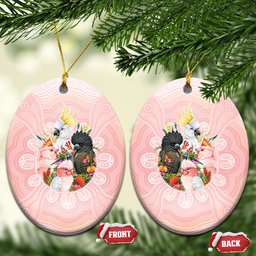 Australian Cockatoos Ceramic Ornament Flora Aboriginal Dot Art Pattern