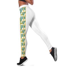 Australia Rugby Kangaroo Leggings White Aboriginal Dot Geometry