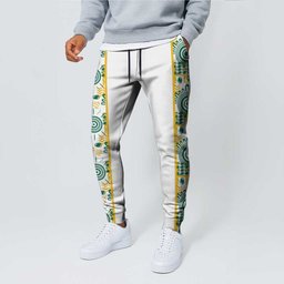 Australia Rugby Kangaroo Jogger Pants White Aboriginal Dot Geometry