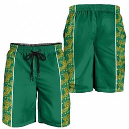 Australia Rugby Kangaroo Shorts for Men Green Gold Aboriginal Dot Geometry