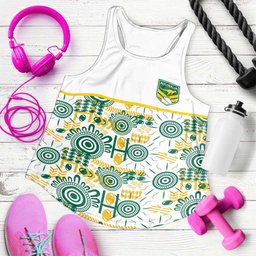 Australia Rugby Kangaroo Women Racerback Tank White Aboriginal Dot Geometry
