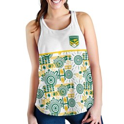 Australia Rugby Kangaroo Women Racerback Tank White Aboriginal Dot Geometry