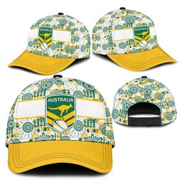 Australia Rugby Kangaroo Classic Cap White Aboriginal Dot Geometry