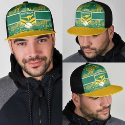 Australia Rugby Kangaroo Mesh Trucker Cap Green Gold Aboriginal Dot Geometry