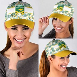 Australia Rugby Kangaroo Classic Cap White Aboriginal Dot Geometry