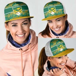 Australia Rugby Kangaroo Mesh Trucker Cap Green Gold Aboriginal Dot Geometry