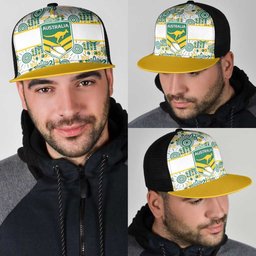 Australia Rugby Kangaroo Mesh Trucker Cap White Aboriginal Dot Geometry