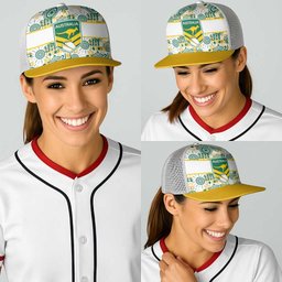 Australia Rugby Kangaroo Baseball Net Cap White Aboriginal Dot Geometry