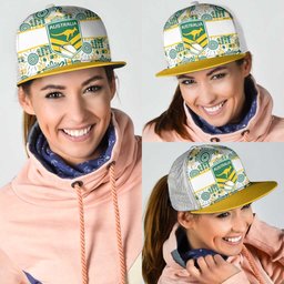Australia Rugby Kangaroo Mesh Trucker Cap White Aboriginal Dot Geometry