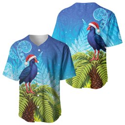 New Zealand Christmas Baseball Jersey Pukeko With Ponga Tree Silver Fern