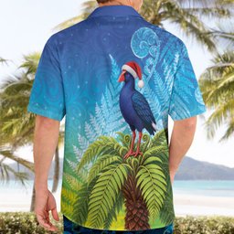 New Zealand Christmas Hawaiian Shirt Pukeko With Ponga Tree Silver Fern