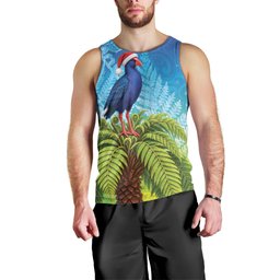 New Zealand Christmas Men Tank Top Pukeko With Ponga Tree Silver Fern