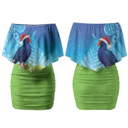 New Zealand Christmas Couples Matching Off Shoulder Short Dress and Hawaiian Shirt Pukeko With Ponga Tree Silver Fern