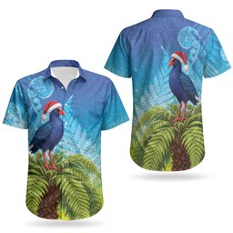 New Zealand Christmas Couples Matching Mermaid Dress and Hawaiian Shirt Pukeko With Ponga Tree Silver Fern