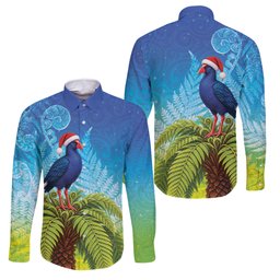 New Zealand Christmas Family Matching Long Sleeve Bodycon Dress and Hawaiian Shirt Pukeko With Ponga Tree Silver Fern