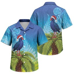 New Zealand Christmas Family Matching Tank Maxi Dress and Hawaiian Shirt Pukeko With Ponga Tree Silver Fern