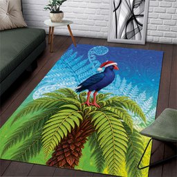 New Zealand Christmas Area Rug Pukeko With Ponga Tree Silver Fern