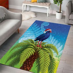 New Zealand Christmas Area Rug Pukeko With Ponga Tree Silver Fern