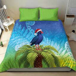 New Zealand Christmas Bedding Set Pukeko With Ponga Tree Silver Fern
