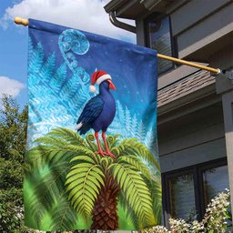 New Zealand Christmas Garden Flag Pukeko With Ponga Tree Silver Fern
