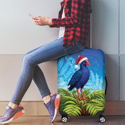 New Zealand Christmas Luggage Cover Pukeko With Ponga Tree Silver Fern