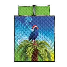 New Zealand Christmas Quilt Bed Set Pukeko With Ponga Tree Silver Fern