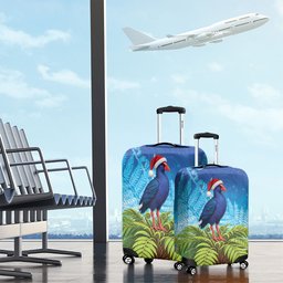 New Zealand Christmas Luggage Cover Pukeko With Ponga Tree Silver Fern