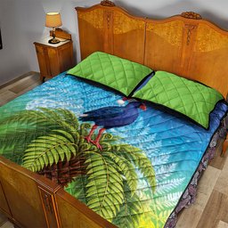 New Zealand Christmas Quilt Bed Set Pukeko With Ponga Tree Silver Fern