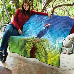 New Zealand Christmas Quilt Pukeko With Ponga Tree Silver Fern