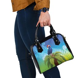 New Zealand Christmas Shoulder Handbag Pukeko With Ponga Tree Silver Fern