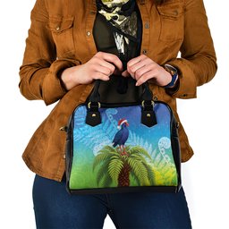 New Zealand Christmas Shoulder Handbag Pukeko With Ponga Tree Silver Fern