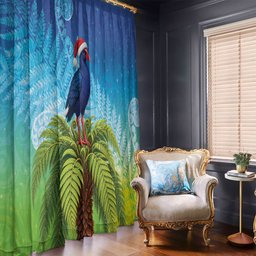 New Zealand Christmas Window Curtain Pukeko With Ponga Tree Silver Fern