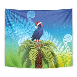 New Zealand Christmas Tapestry Pukeko With Ponga Tree Silver Fern