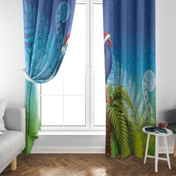 New Zealand Christmas Window Curtain Pukeko With Ponga Tree Silver Fern