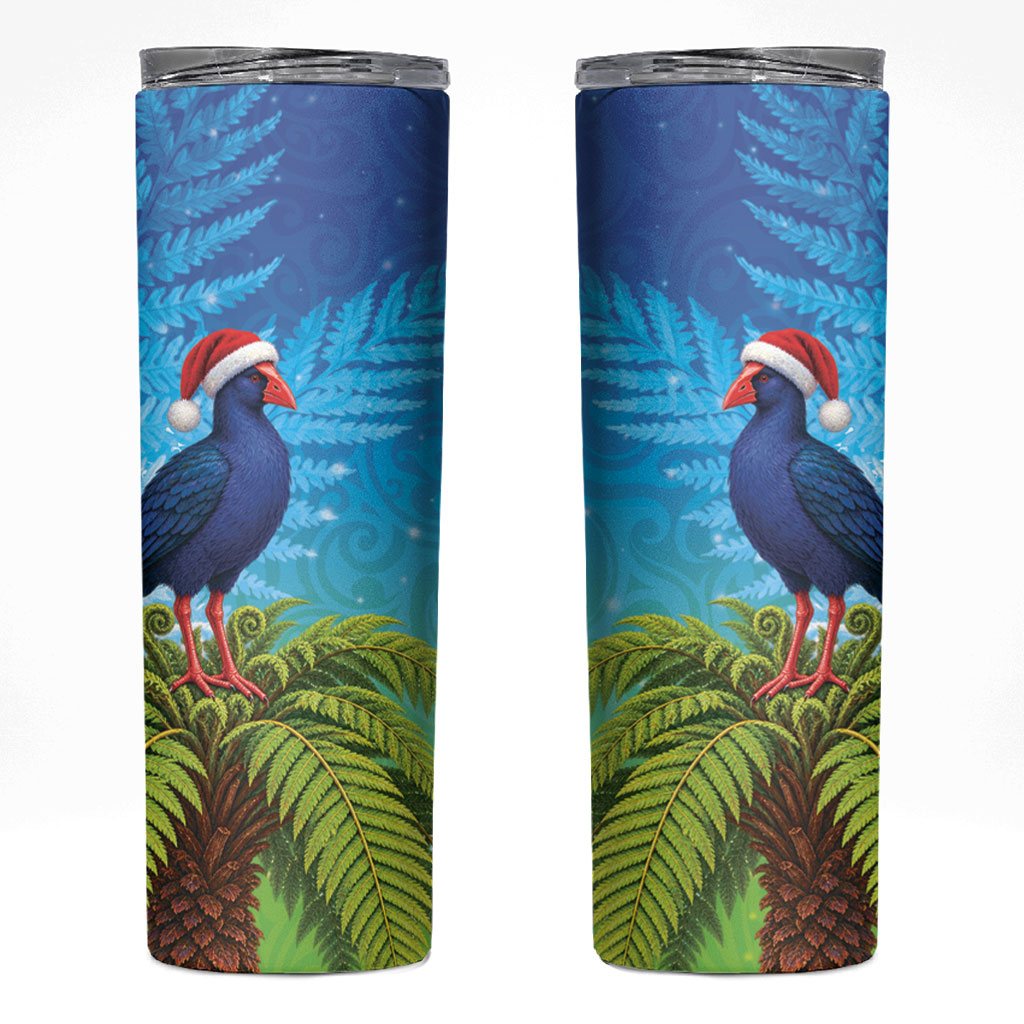 New Zealand Christmas Skinny Tumbler Pukeko With Ponga Tree Silver Fern