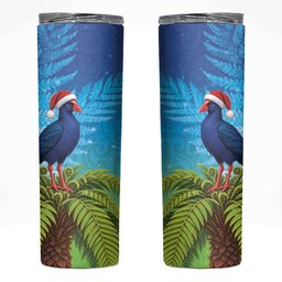 New Zealand Christmas Skinny Tumbler Pukeko With Ponga Tree Silver Fern